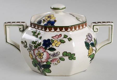 Old Leeds Spray Sugar Bowl & Lid