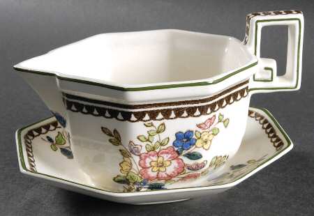 Old Leeds Spray Gravy Boat with Attached Underplate