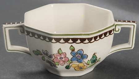 Old Leeds Spray Flat Bouillon Cup