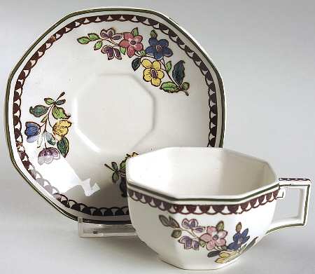 Old Leeds Spray Flat Cup & Saucer Set