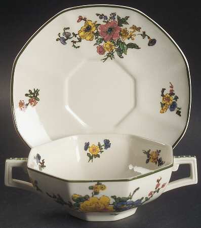 Old Trentham Sprays Flat Cream Soup Bowl & Saucer Set