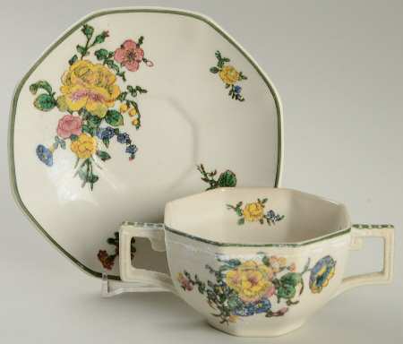 Old Trentham Sprays Flat Bouillon Cup & Saucer