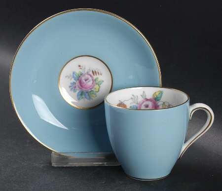 Old Westbury Blue Flat Demitasse Cup & Saucer Set
