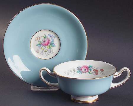 Old Westbury Blue Footed Cream Soup Bowl & Saucer Set