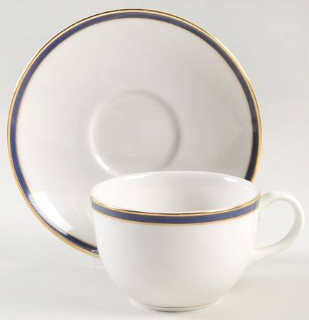 Oxford Blue Flat Cup & Saucer Set