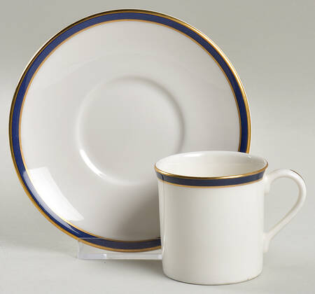 Oxford Blue Flat Demitasse Cup & Saucer Set