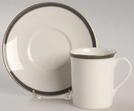 Oxford Blue Flat Demitasse Cup & Saucer Set