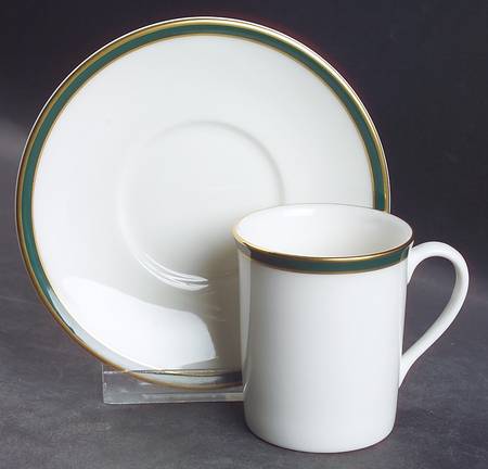 Oxford Green (England) Flat Demitasse Cup & Saucer Set