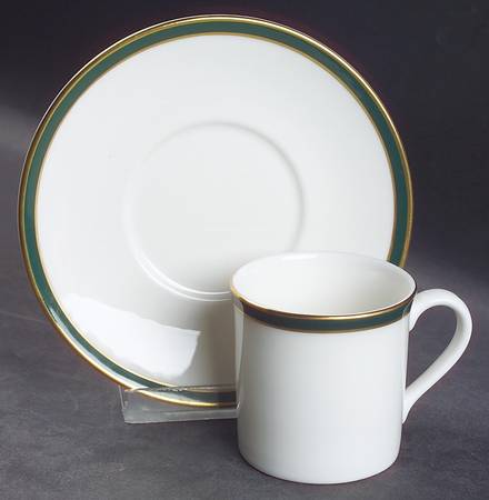 Oxford Green (England) Flat Demitasse Cup & Saucer Set