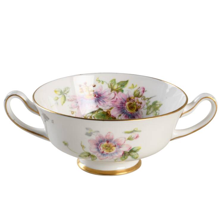 Passion Flower Footed Cream Soup Bowl