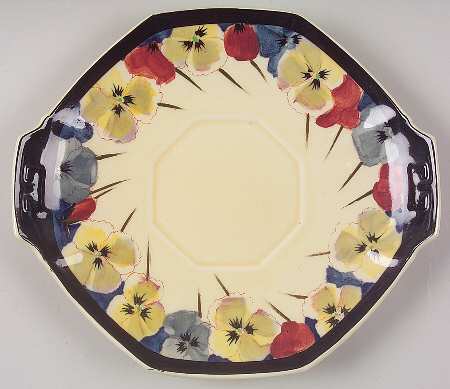 Pansy Handled Cake Plate