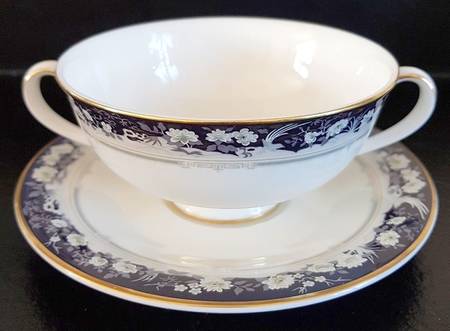 Paradise Footed Cream Soup Bowl & Saucer Set