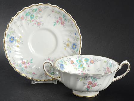 Pastoral Footed Cream Soup Bowl & Saucer Set