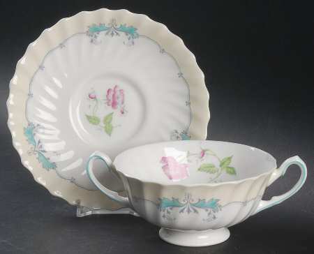 Picardy Footed Cream Soup Bowl & Saucer Set