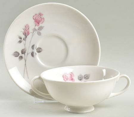 Pillar Rose Footed Cream Soup Bowl & Saucer Set