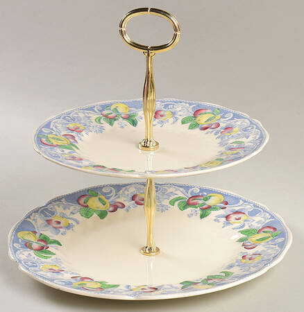 Pomeroy Blue, Multicolor 6 5/8"-10"  2 Tiered Serving Tray (Dp, Sp) HC