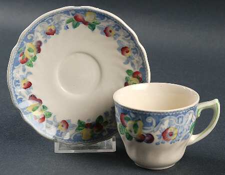 Pomeroy Blue, Multicolor Flat Demitasse Cup & Saucer Set