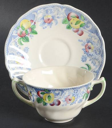 Pomeroy Blue, Multicolor Flat Bouillon Cup & Saucer