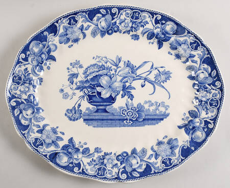Pomeroy Blue and White (D6323) 17" Oval Serving Platter
