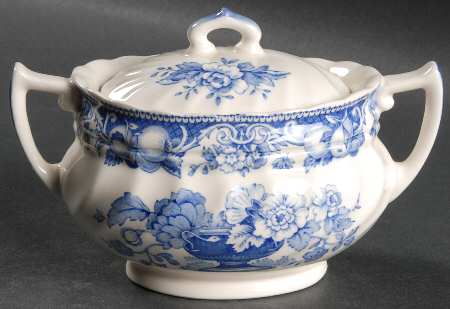 Pomeroy Blue and White (D6323) Sugar Bowl & Lid