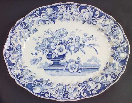 Pomeroy Blue and White (D6323) 13" Oval Serving Platter