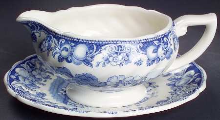 Pomeroy Blue and White (D6323) Gravy Boat & Underplate