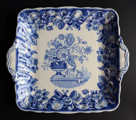 Pomeroy Blue and White (D6323) Square Handled Cake Plate