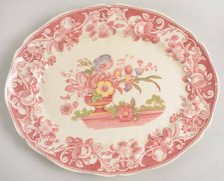 Pomeroy Red Multicolor (Center Design) 13" Oval Serving Platter