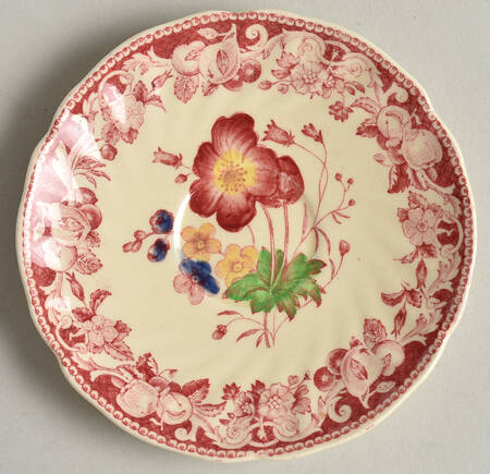 Pomeroy Red Multicolor (Center Design) Saucer for Demitasse Cup