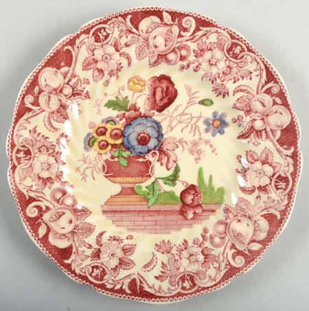 Pomeroy Red Multicolor (Center Design) Salad Plate
