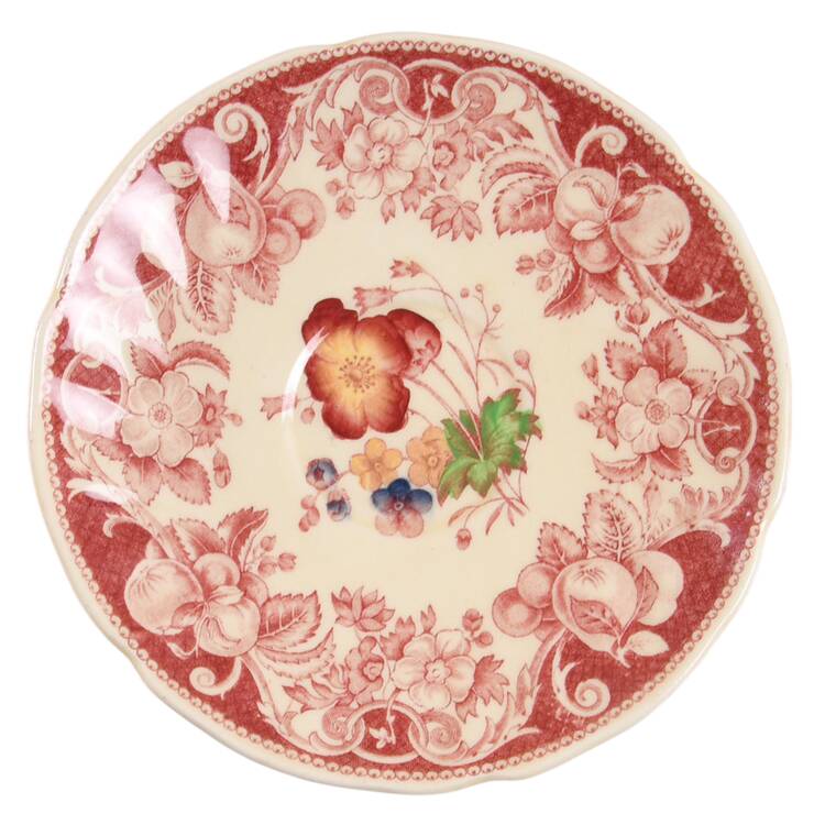 Pomeroy Red Multicolor (Center Design) Saucer for Flat Demitasse Cup