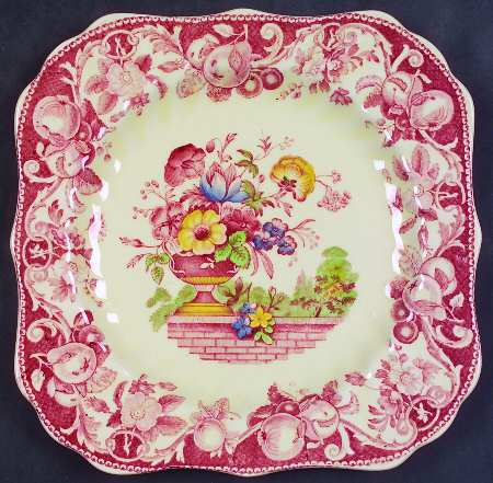 Pomeroy Red Multicolor (Center Design) Square Salad Plate