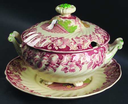 Pomeroy Red Multicolor (Center Design) Tureen & Lid w/Underplate