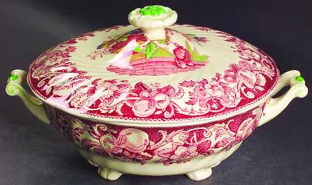 Pomeroy Red Multicolor (Center Design) Round Covered Vegetable