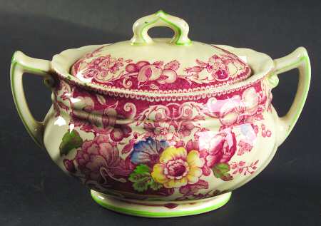 Pomeroy Red Multicolor (Center Design) Sugar Bowl & Lid