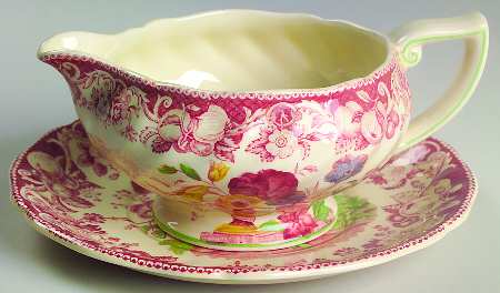 Pomeroy Red Multicolor (Center Design) Gravy Boat & Underplate