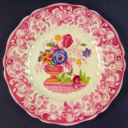 Pomeroy Red Multicolor (Center Design) Luncheon Plate
