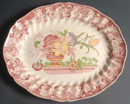 Pomeroy Red Multicolor (Center Design) 15" Oval Serving Platter