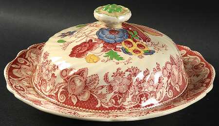 Pomeroy Red Multicolor (Center Design) Muffin Dish & Lid