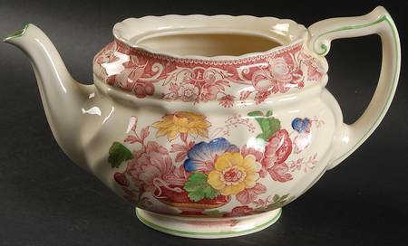 Pomeroy Red Multicolor (Center Design) Teapot No Lid