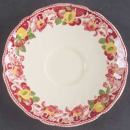 Pomeroy Red Multicolor (#D5471, No Floral Center) Saucer for Demitasse Cup