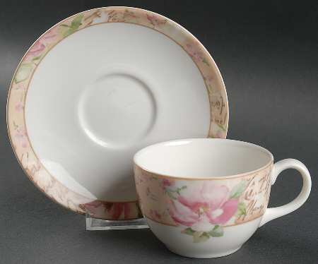 Poetic Rose Flat Cup & Saucer Set