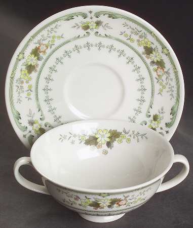 Provencal Footed Cream Soup Bowl & Saucer Set