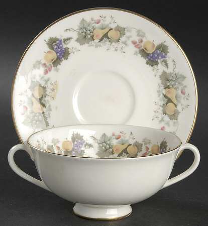 Ravenna Footed Cream Soup Bowl & Saucer Set by Royal Doulton