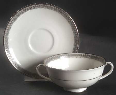Ravenswood Footed Cream Soup Bowl & Cup Saucer Set