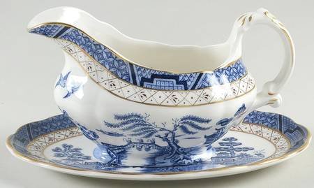 Real Old Willow Gravy Boat & Underplate/Relish