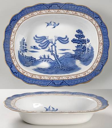 Real Old Willow 10" Oval Vegetable Bowl