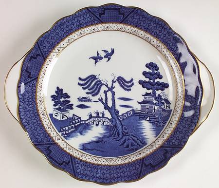 Real Old Willow Handled Cake Plate