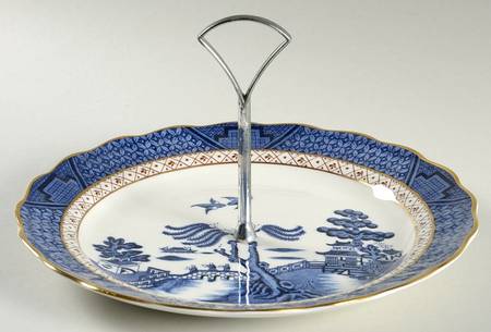 Real Old Willow Round Serving Plate with Handle (DP)