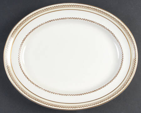 The Repton (Gold Trim) 12" Oval Serving Platter
